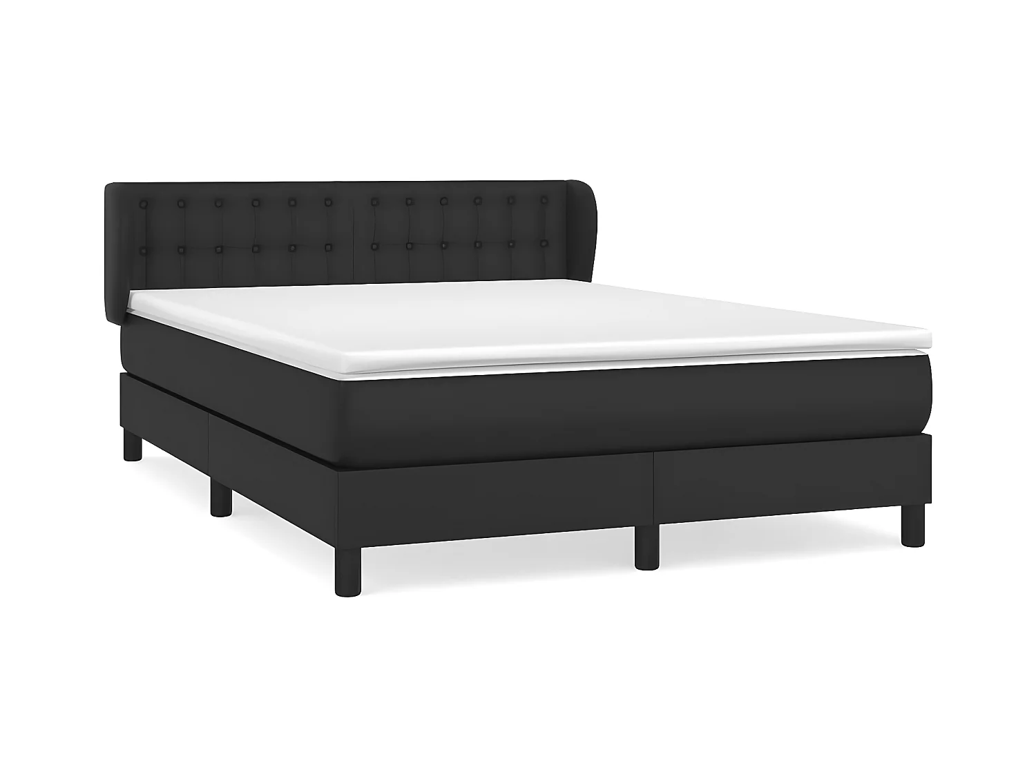 Sommier à lattes de lit avec matelas Noir 140x200 Similicuir