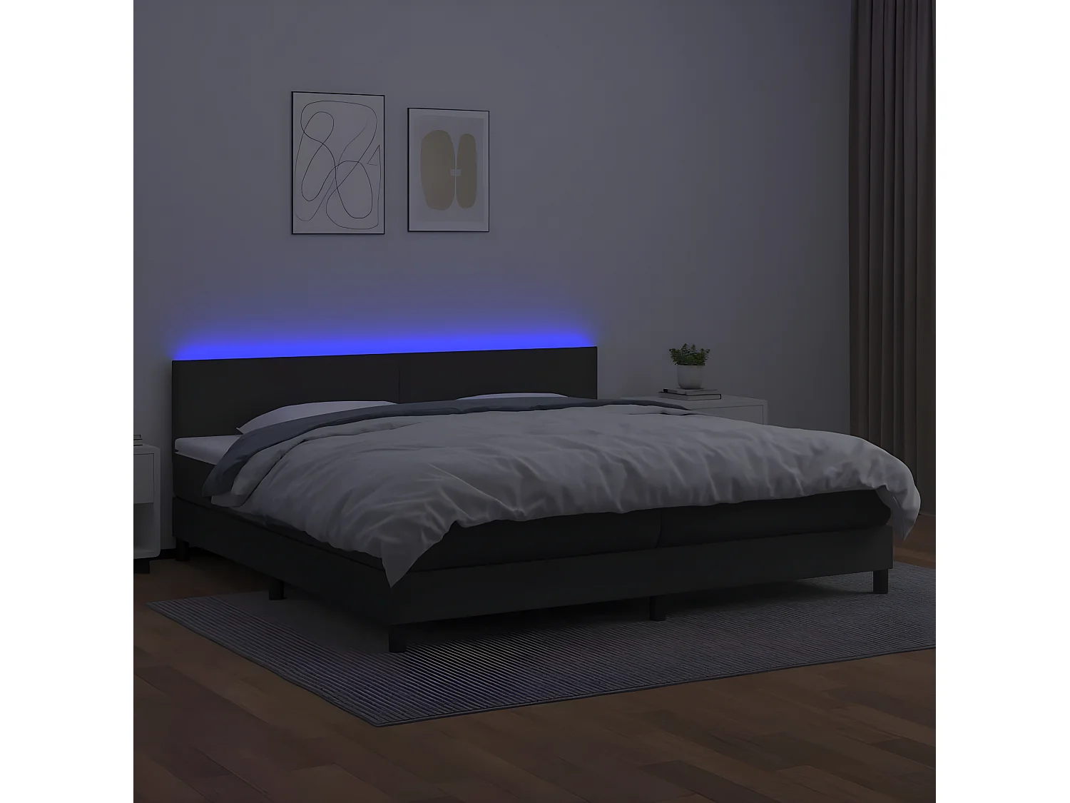Sommier à lattes de lit avec matelas et LED Noir 200x200