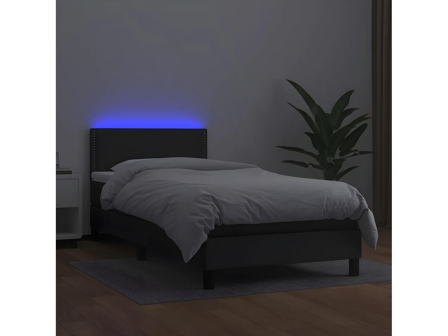 Sommier à lattes de lit avec matelas et LED Noir 100x200