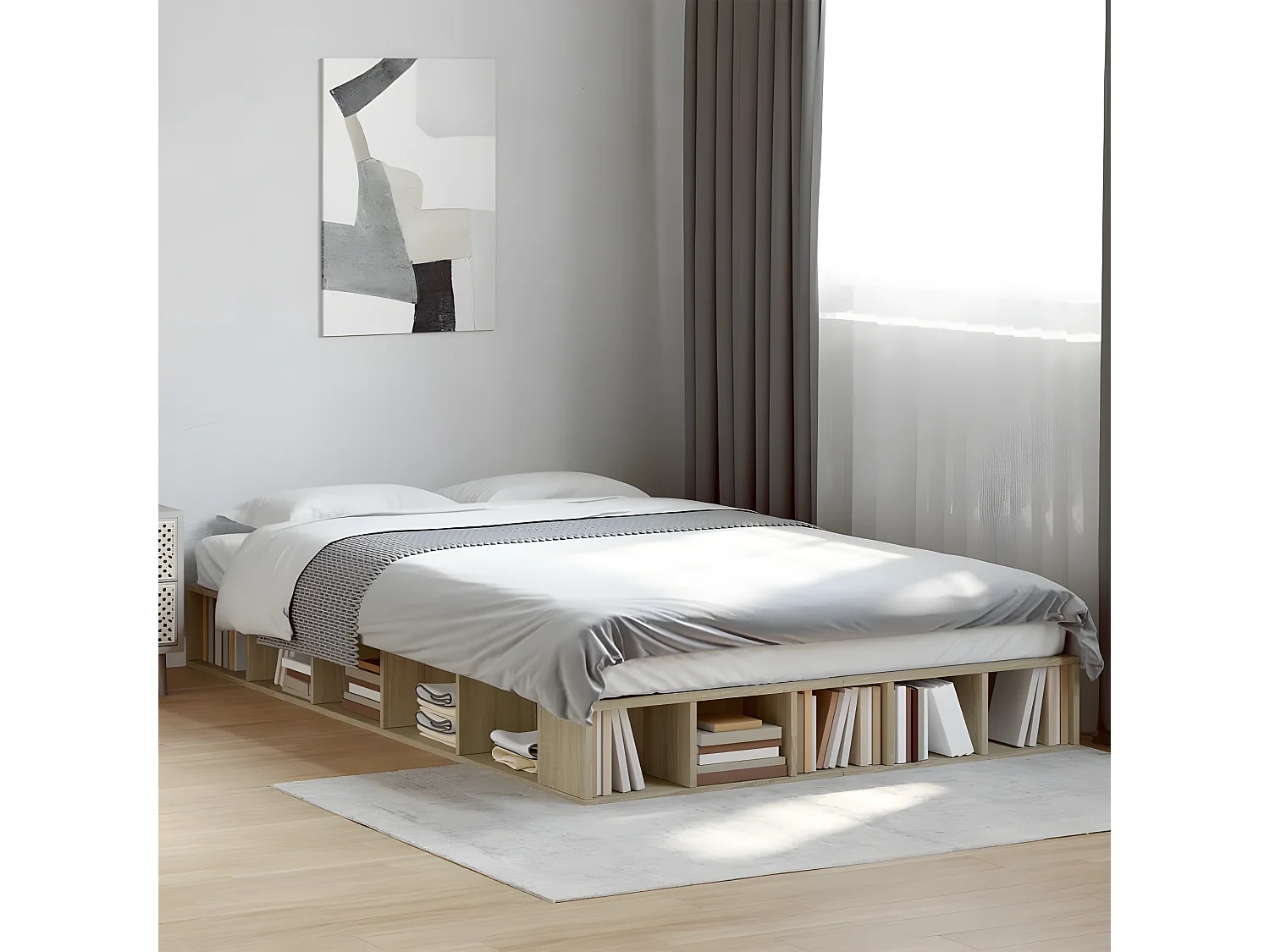 Cadre de lit chêne sonoma 120x200 bois d'ingénierie