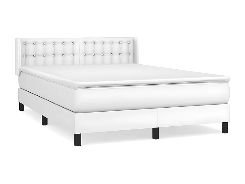 Sommier à lattes de lit avec matelas Blanc 140x190 Similicuir