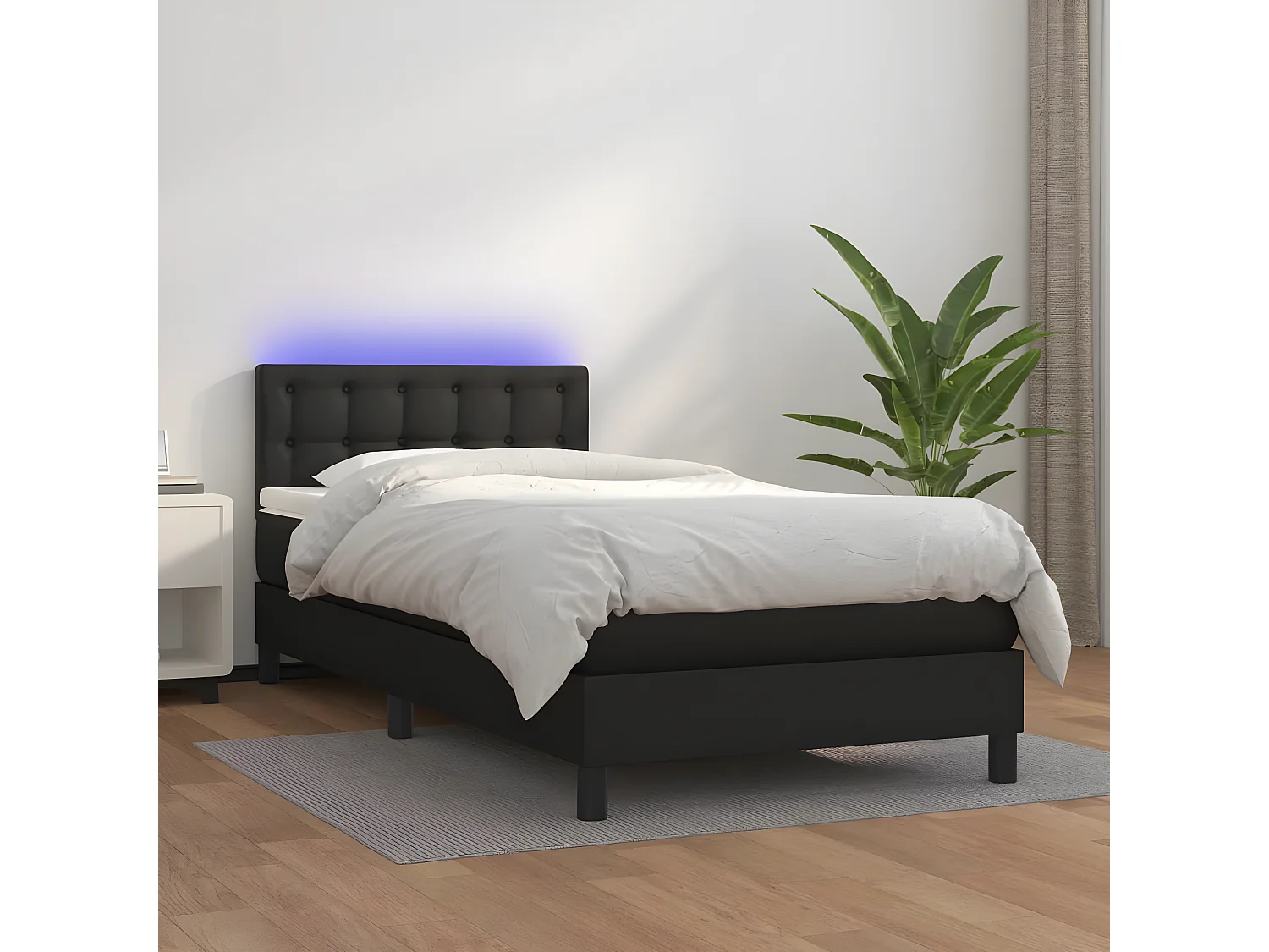 Sommier à lattes de lit avec matelas et LED Noir 100x200