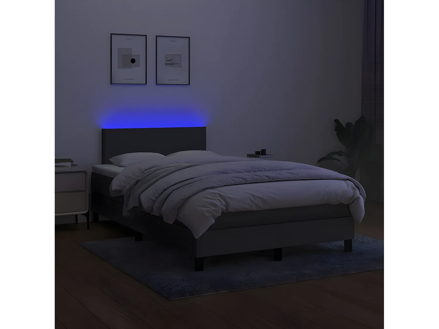 Sommier à lattes de lit et matelas et LED Gris foncé 120x200