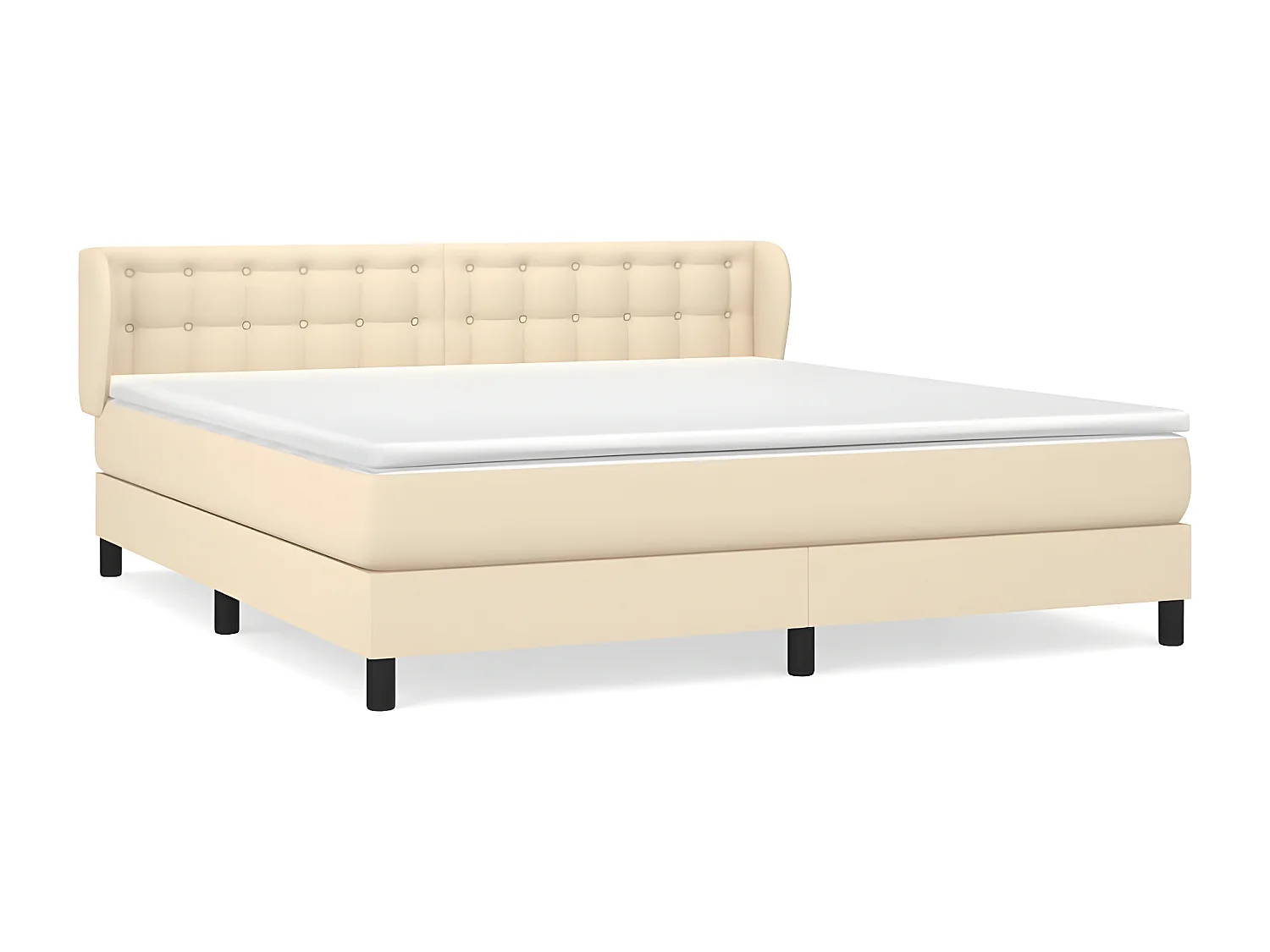Sommier à lattes de lit avec matelas Crème 180x200 Tissu
