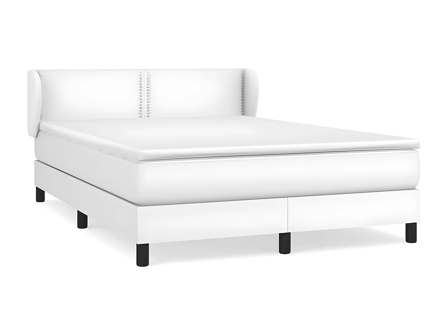 Sommier à lattes de lit avec matelas Blanc 140x200 Similicuir