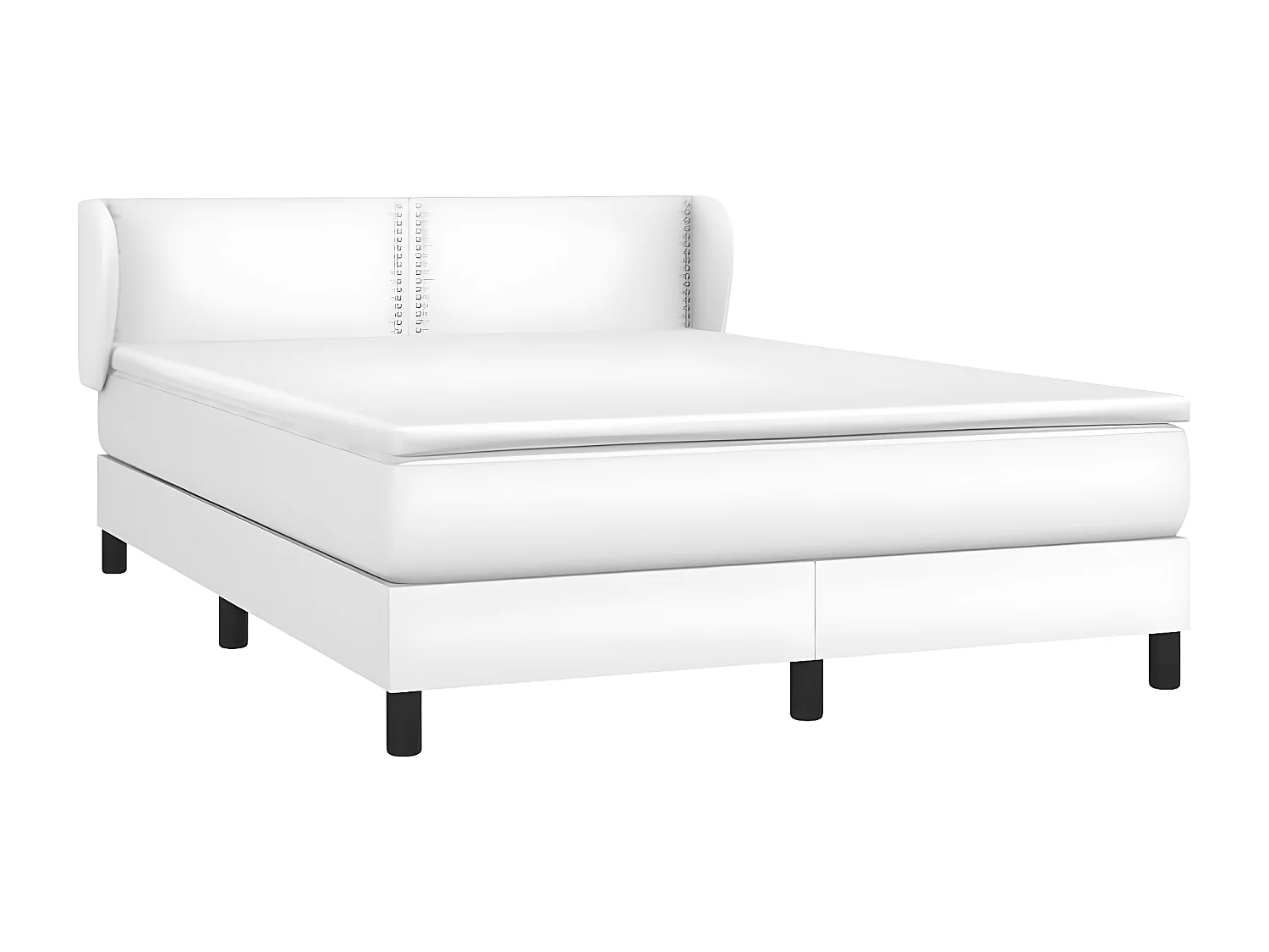 Sommier à lattes de lit avec matelas Blanc 140x200 Similicuir