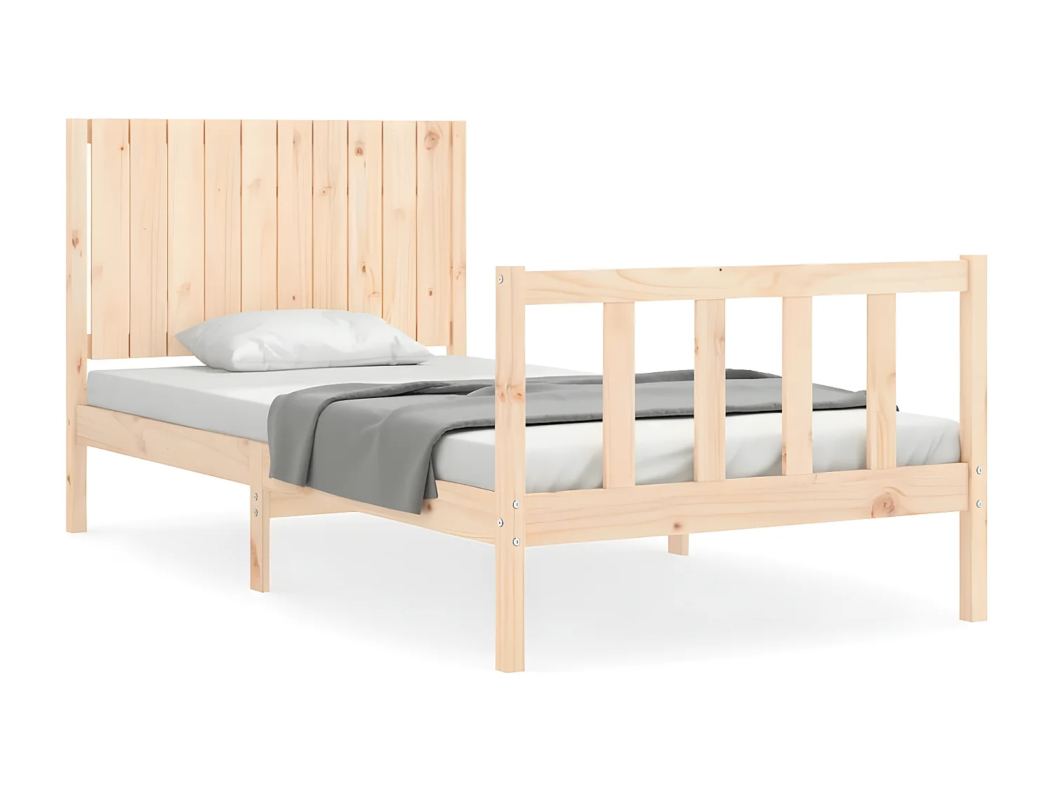 Cadre de lit et tête de lit 100x200 bois massif