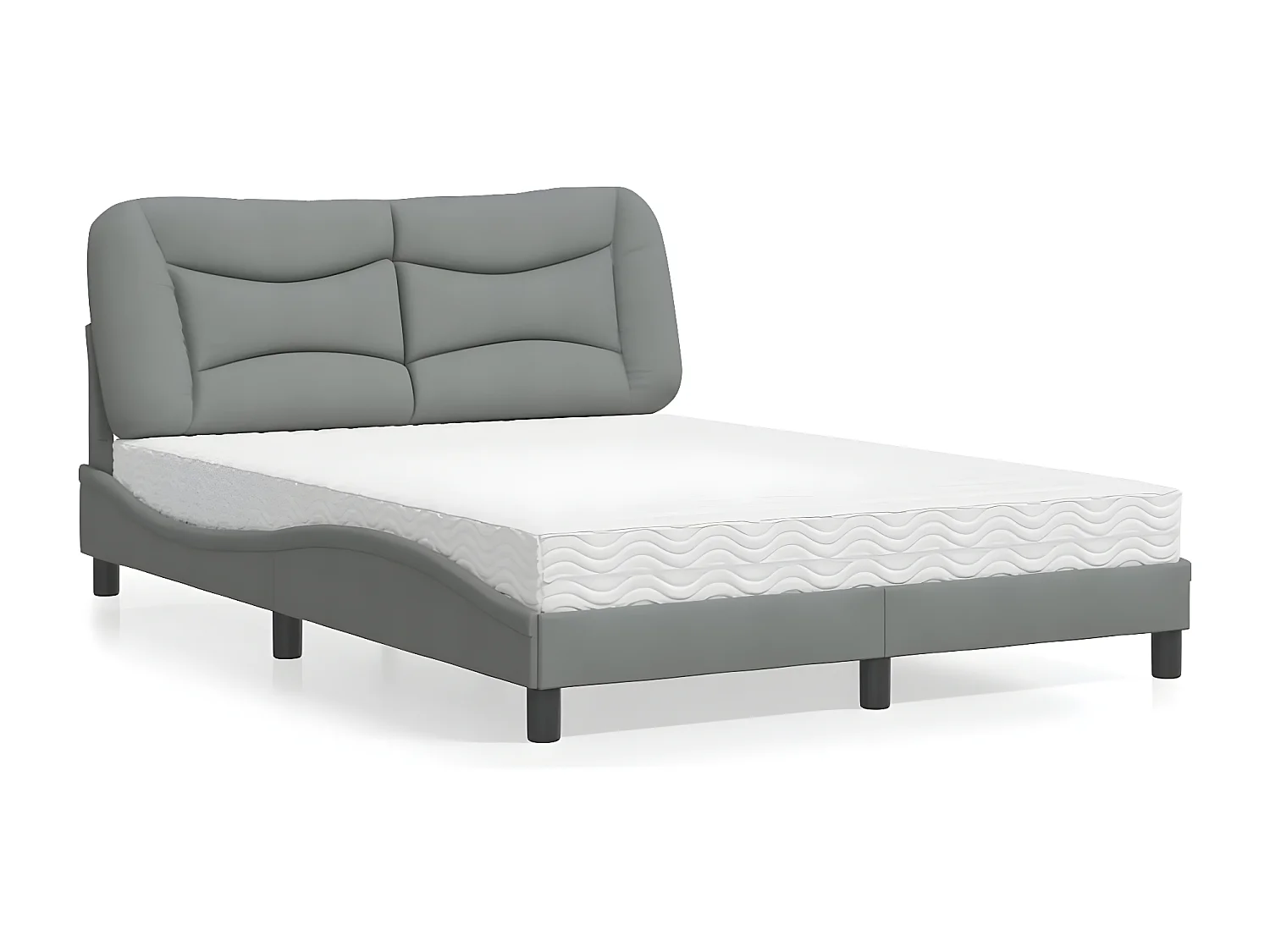 Lit avec matelas gris clair 120x200 tissu