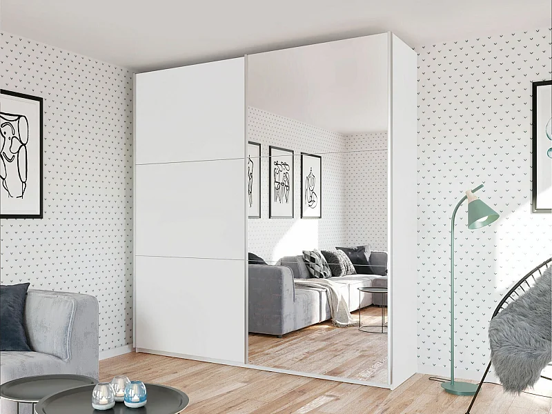 Armario Honolulu 232, Blanco, 244x225x65cm, Puertas de armario: Correderas