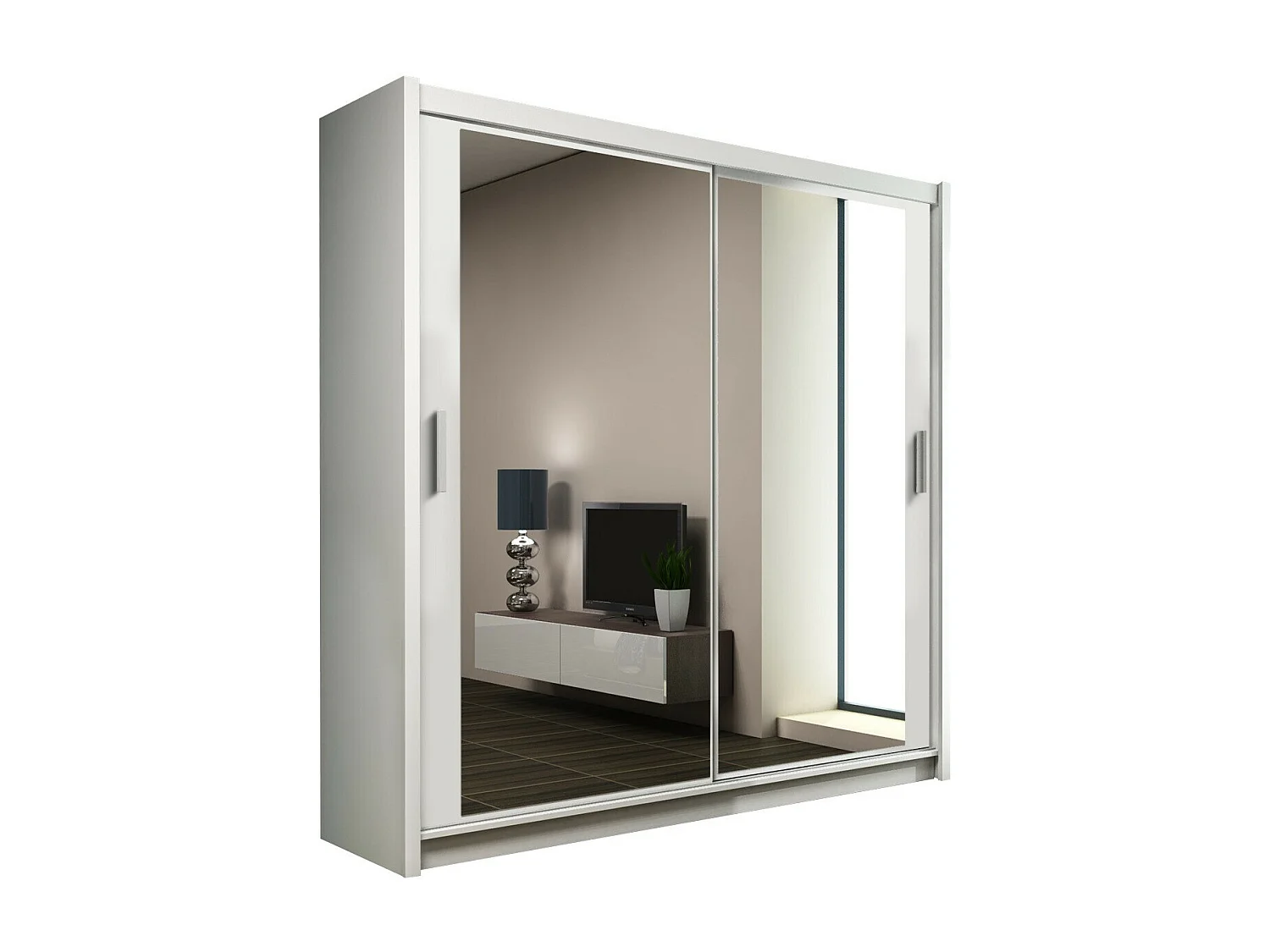 Armario Honolulu 134, Blanco, 215x160x61cm, Puertas de armario: Correderas
