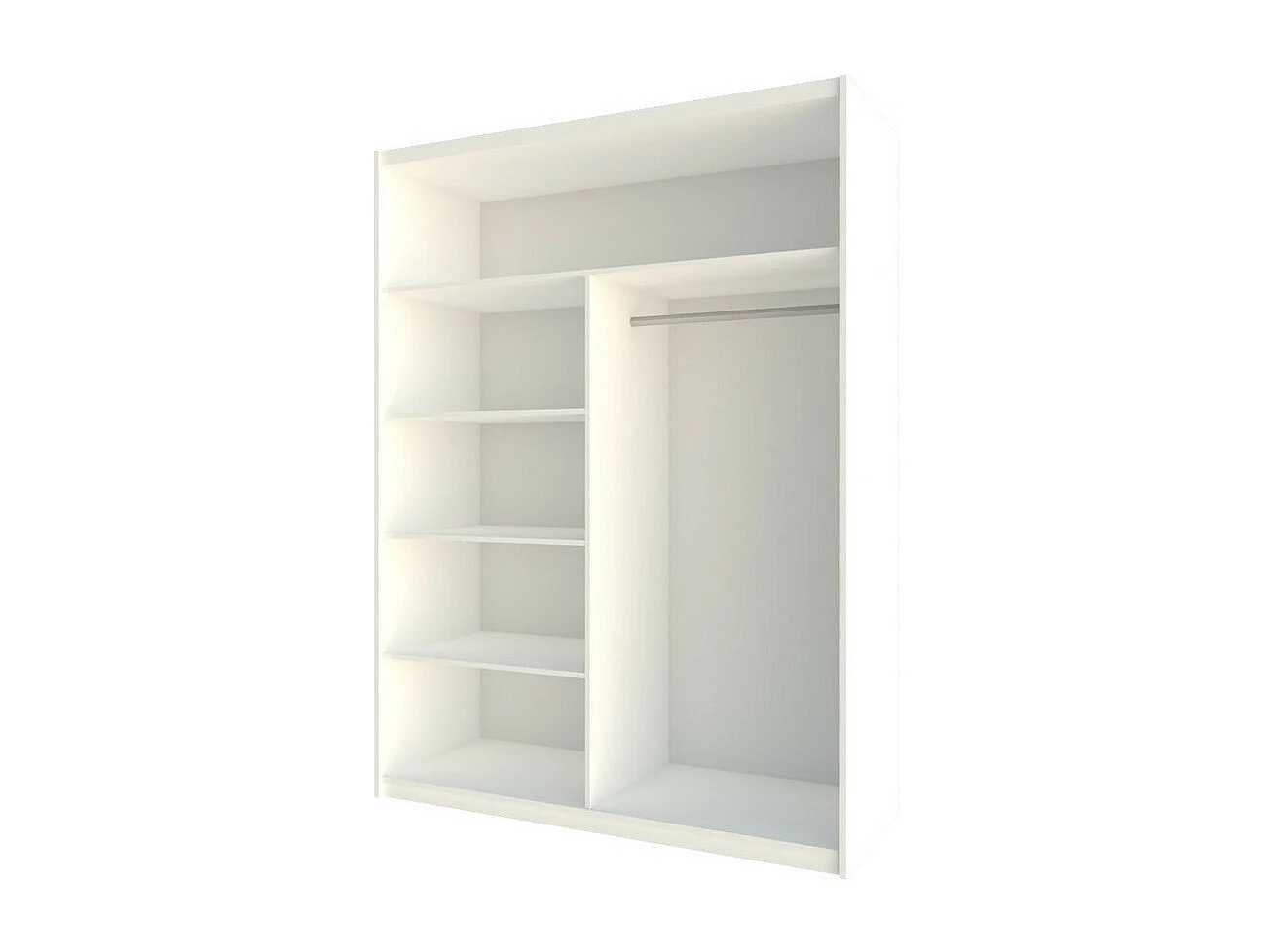 Armoire Honolulu 134, Blanc, 215x160x61cm, Portes d'armoire: Coulissantes