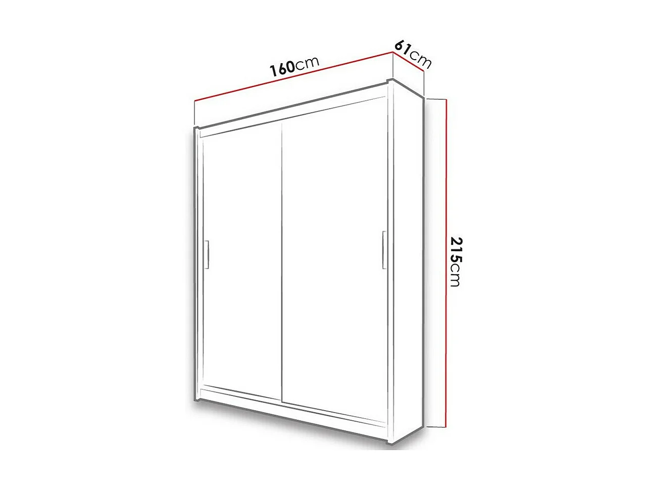 Armoire Honolulu 134, Blanc, 215x160x61cm, Portes d'armoire: Coulissantes