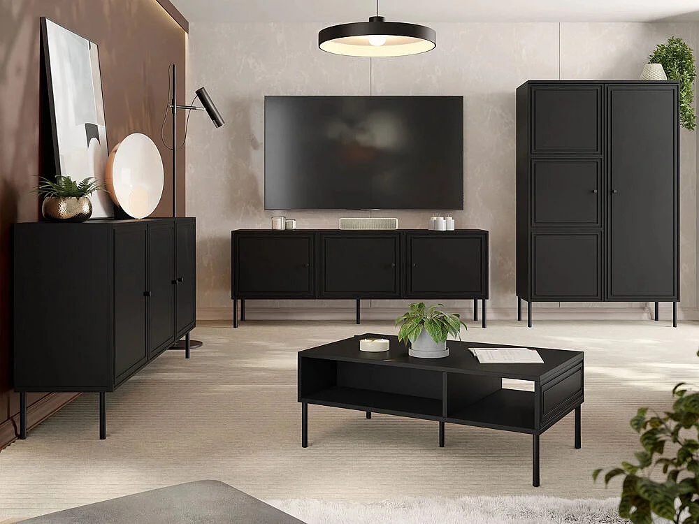 Buffet Monciru 100, Noir, 75x151x40cm, MDF|Stratifié
