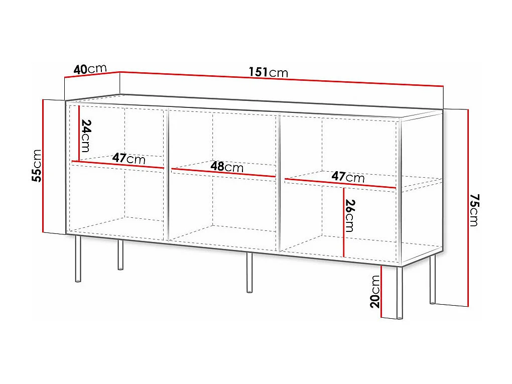 Buffet Monciru 100, Noir, 75x151x40cm, MDF|Stratifié