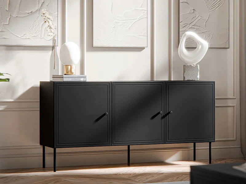 Buffet Monciru 100, Noir, 75x151x40cm, MDF|Stratifié
