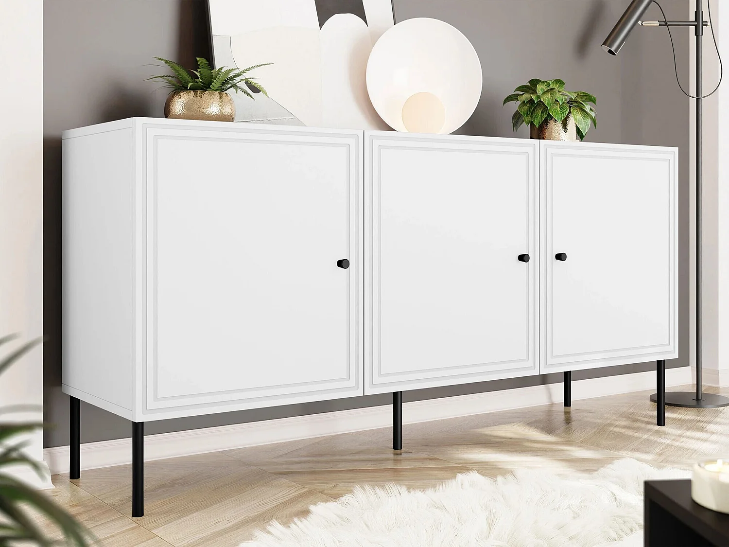 Buffet Monciru 100, Blanc, 75x151x40cm, MDF|Stratifié