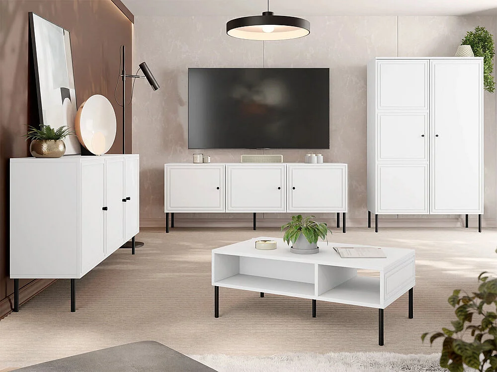 Buffet Monciru 100, Blanc, 75x151x40cm, MDF|Stratifié
