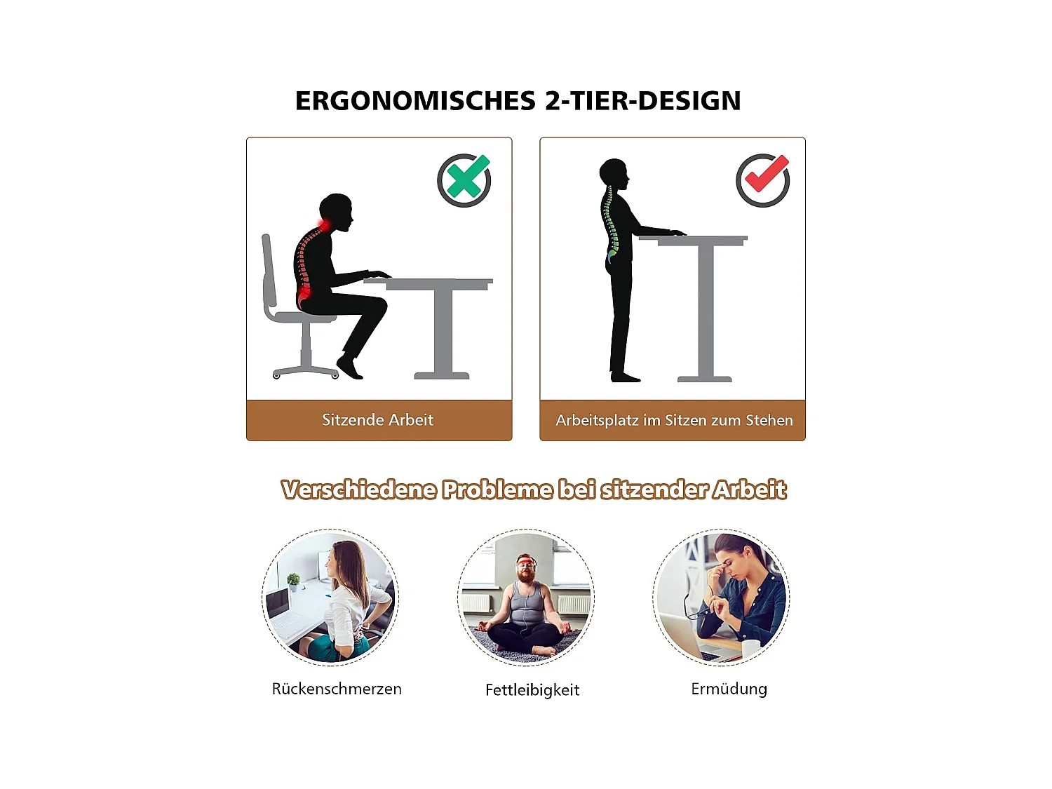 Sitz-Steh Schreibtisch Stehschreibtisch TI89605