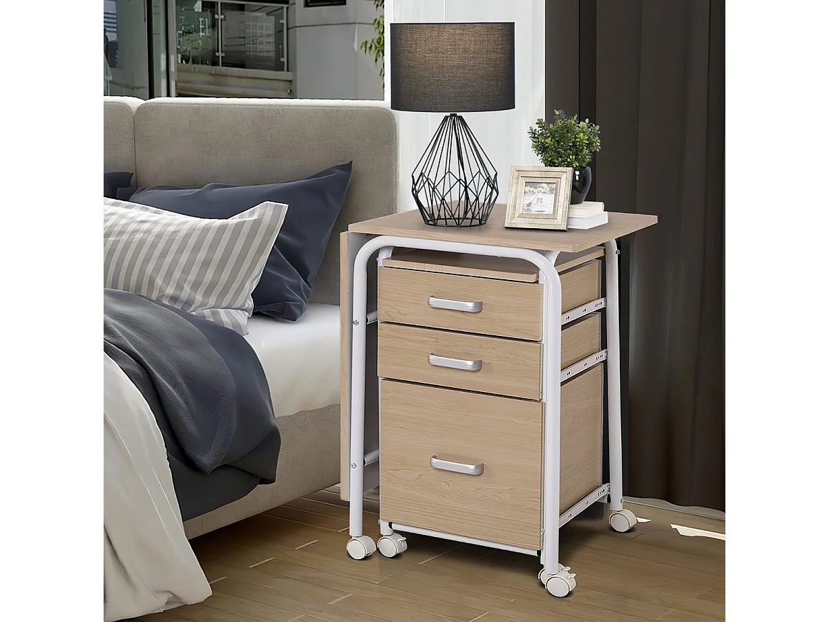 Klappbarer Computertisch mit 3 Schubladen Schreibtisch 105 x 50 x 75 cm Natur