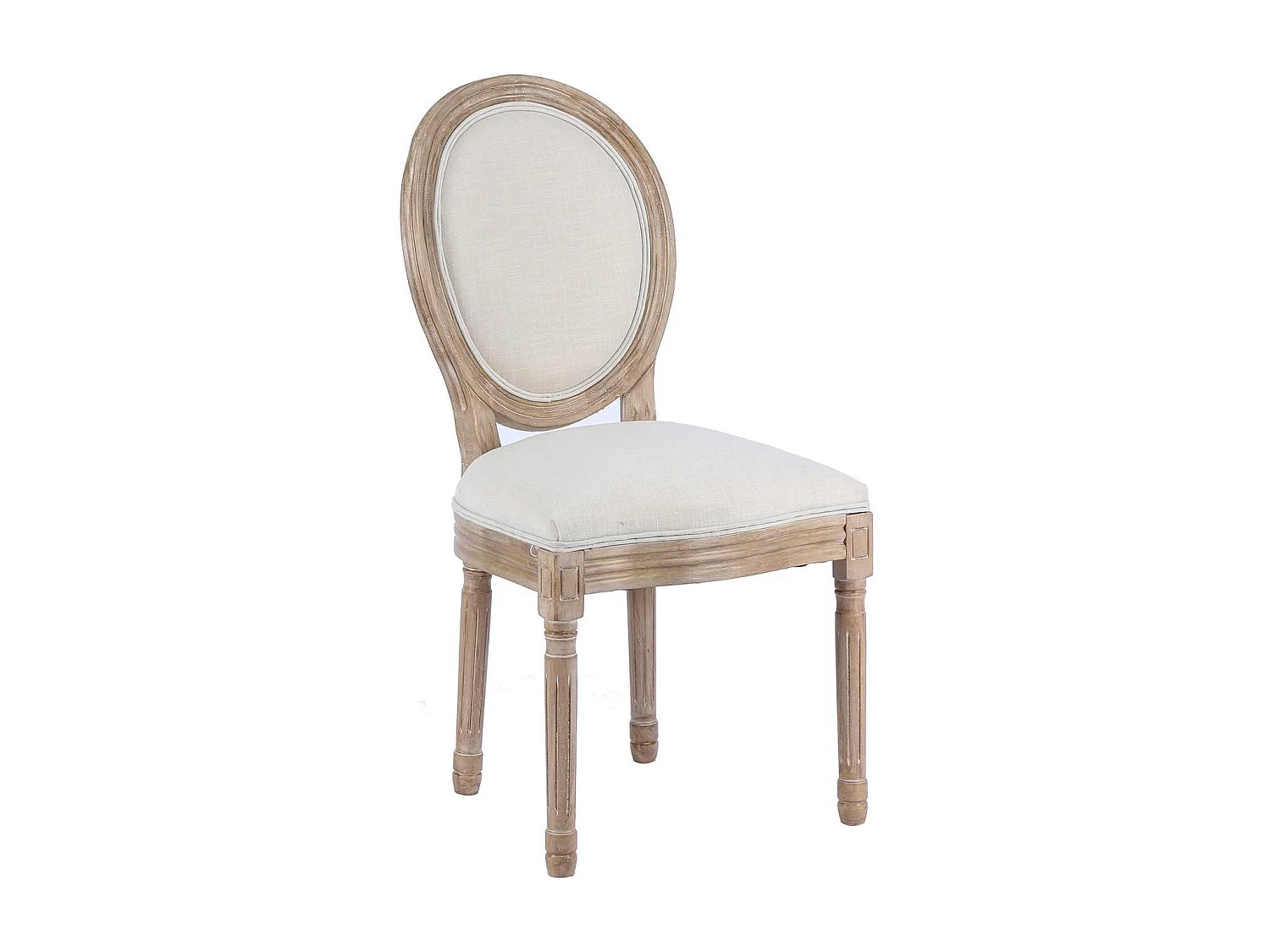 Chaise medaillon Louis XVI tissu beige clair - Lot de 2