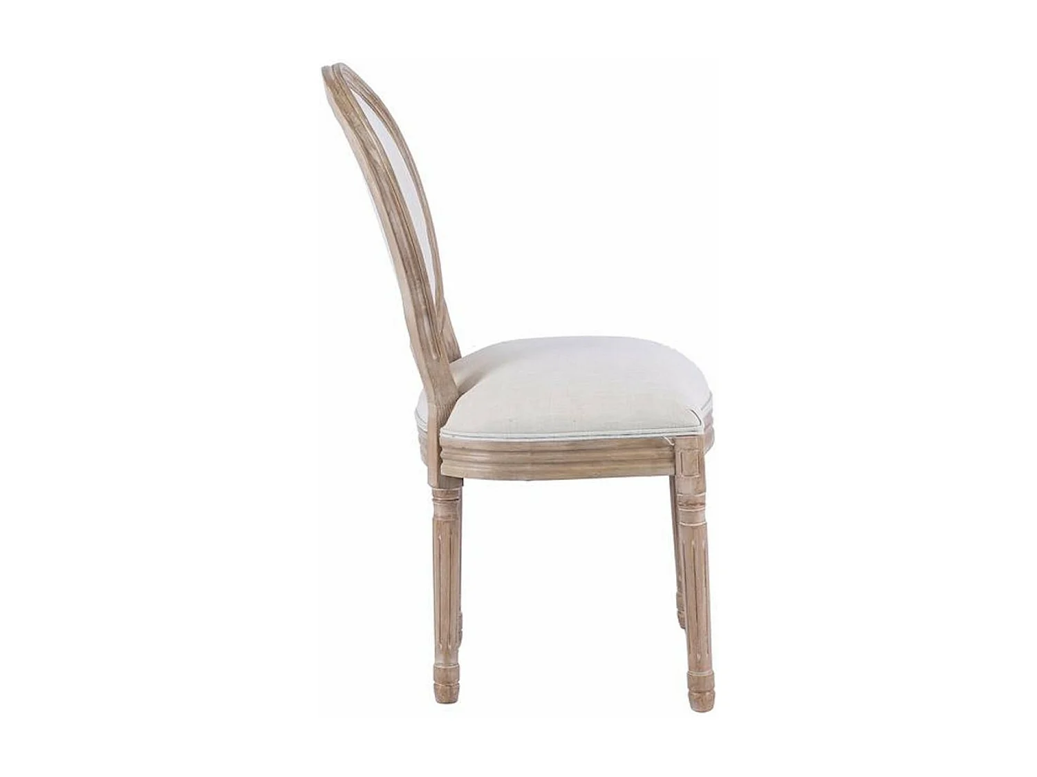 Chaise medaillon Louis XVI tissu beige clair - Lot de 2