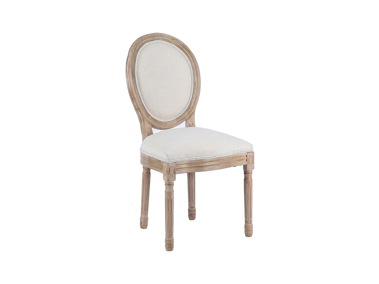 Chaise medaillon Louis XVI tissu beige clair - Lot de 2