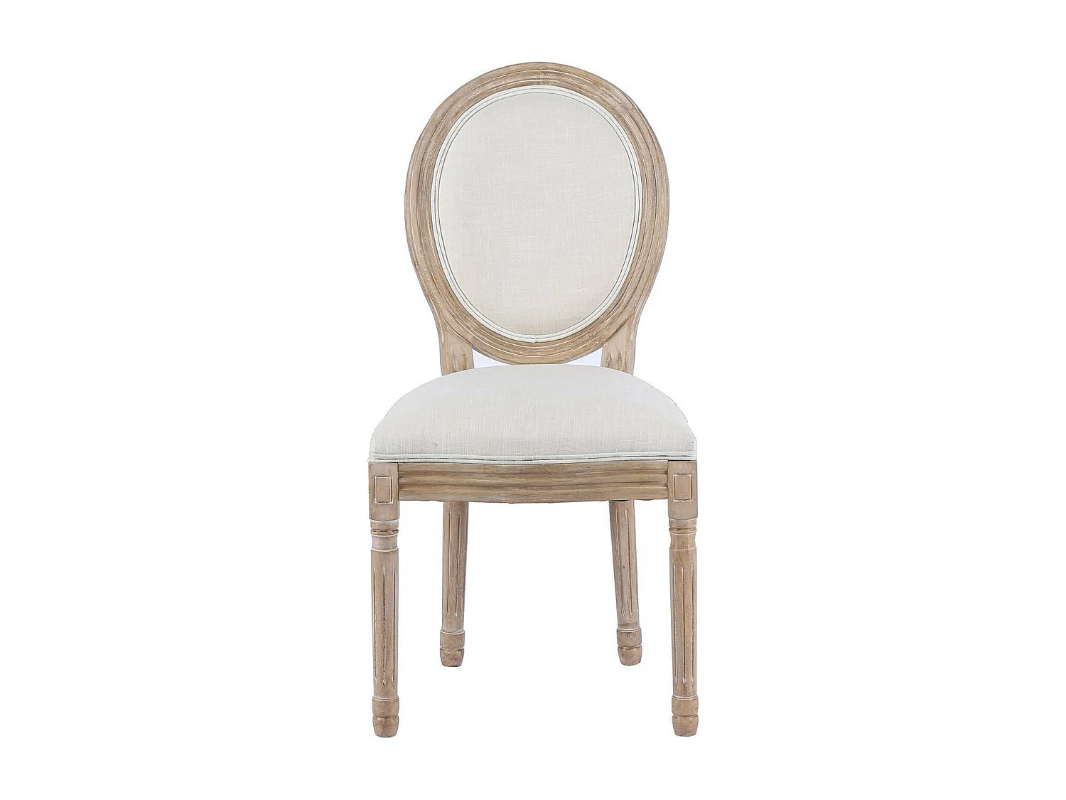 Chaise medaillon Louis XVI tissu beige clair - Lot de 2