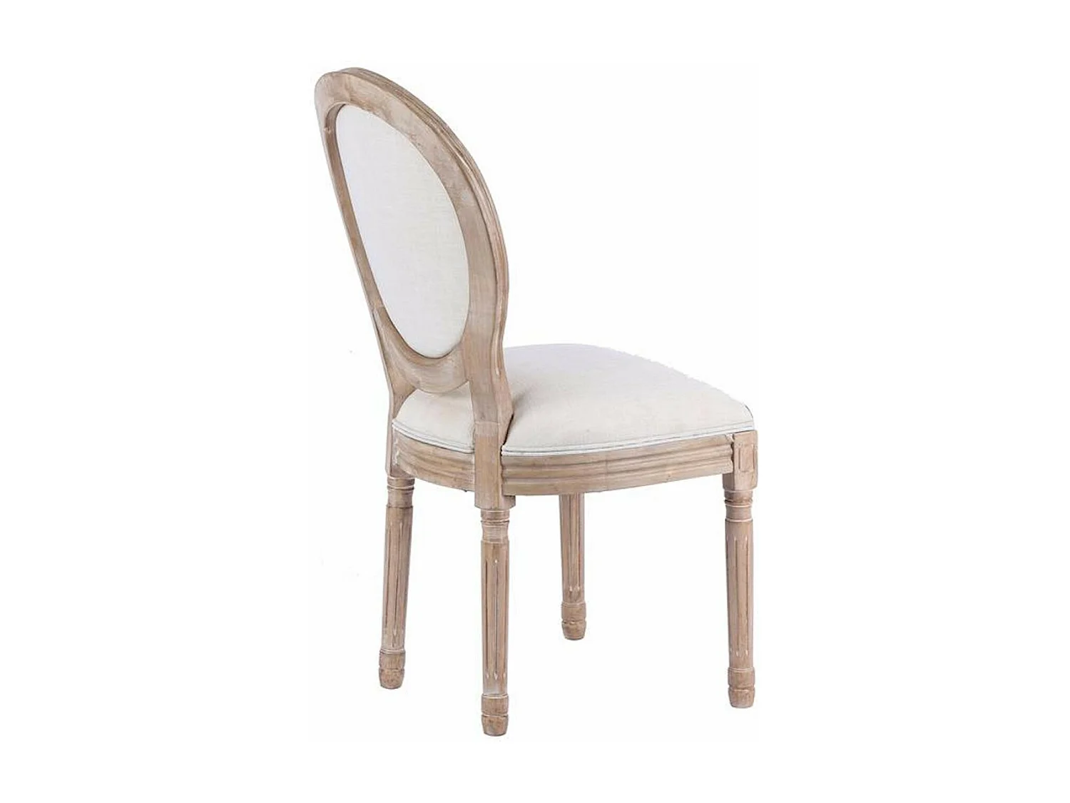 Chaise medaillon Louis XVI tissu beige clair - Lot de 2