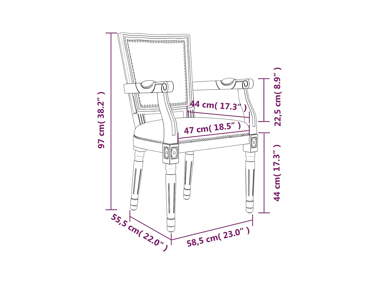 Chaise à manger Gris foncé Tissu