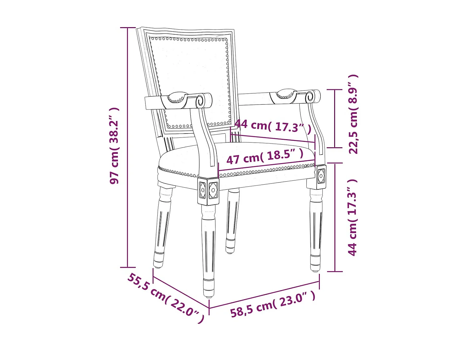 Chaise à manger Gris foncé Tissu