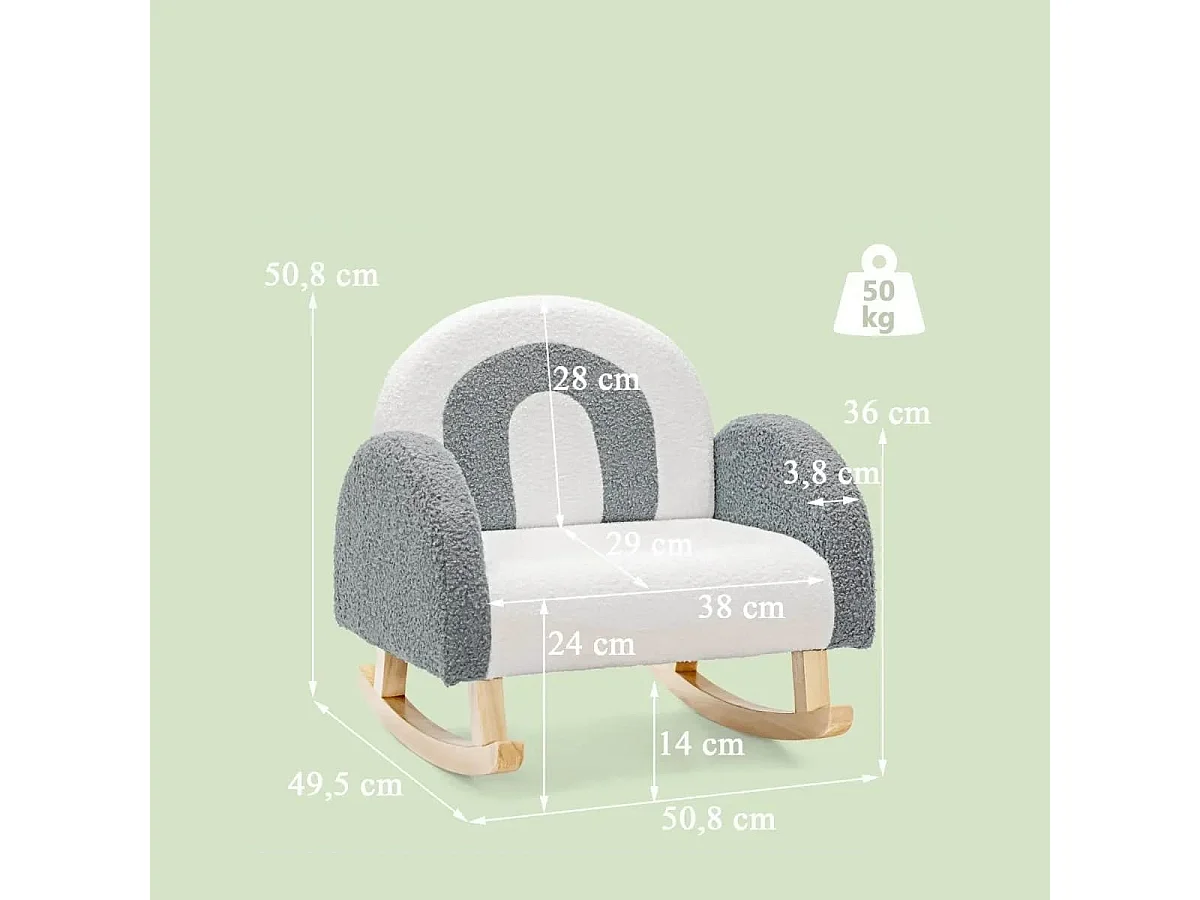 Kinder Gepolsterter Schaukelstuhl mit Massivholzbeinen Grau