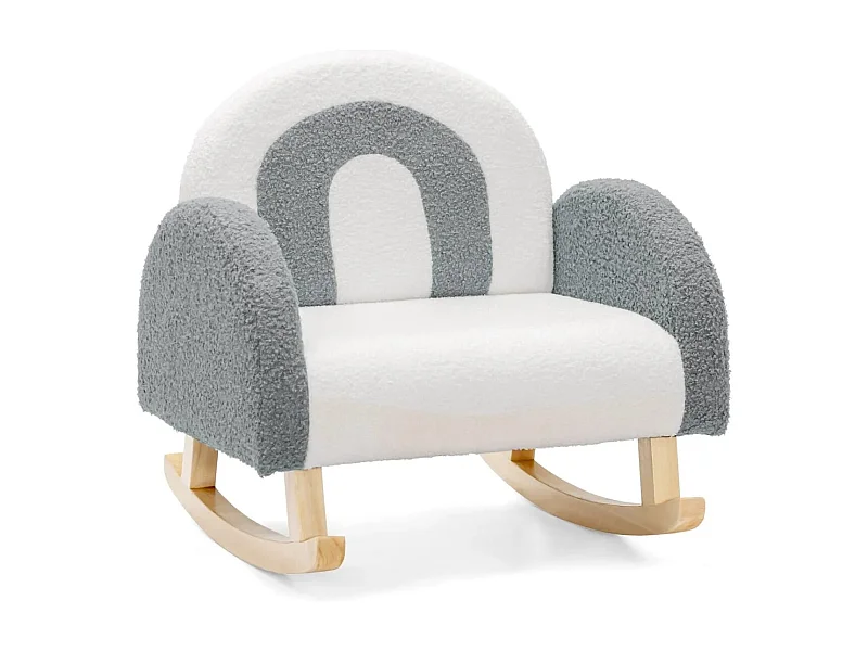 Sedia dondolo per bambini con gambe in legno massiccio e cuscinetti antiscivolo, Poltrona a dondolo Grigio