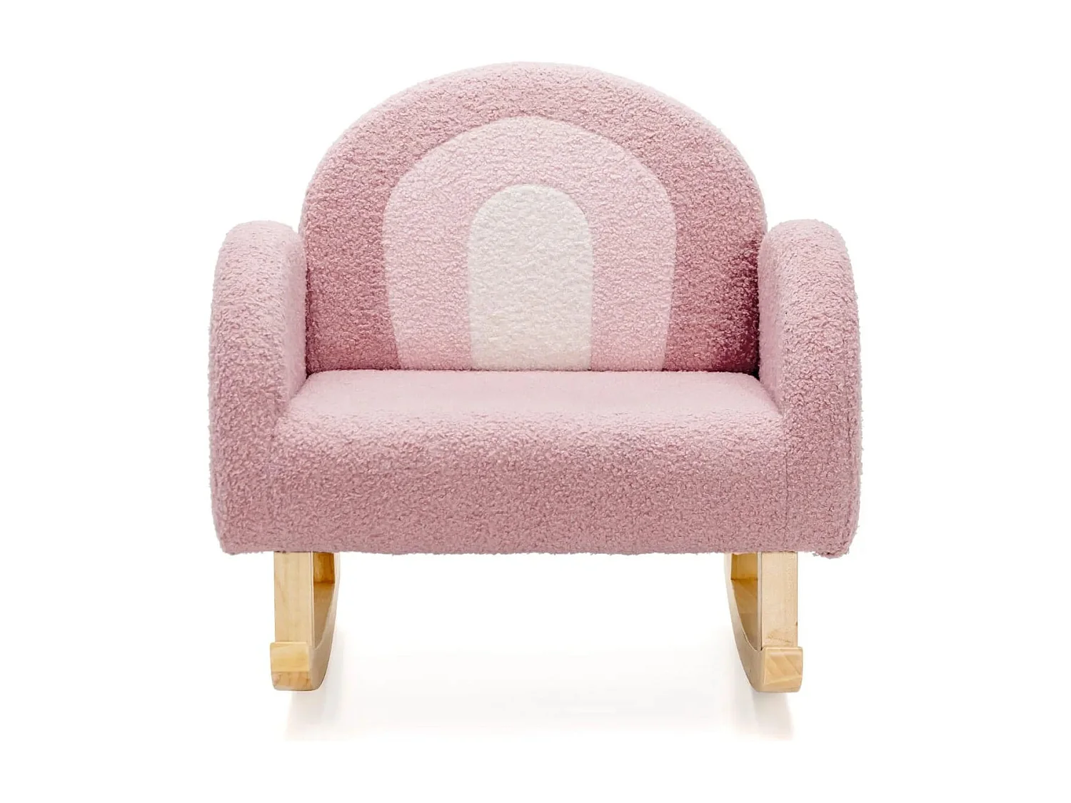 Sedia dondolo per bambini con gambe in legno massiccio e cuscinetti antiscivolo, Poltrona a dondolo Rosa