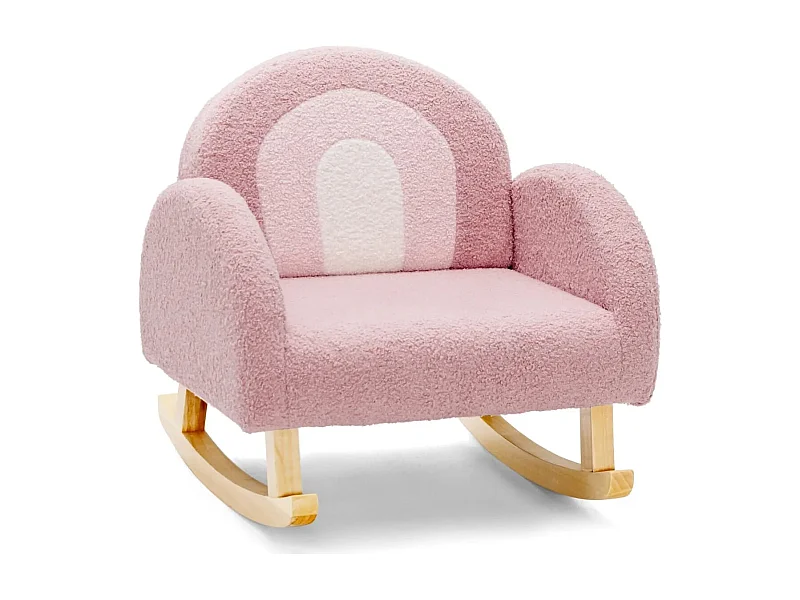 Kinder Gepolsterter Schaukelstuhl mit Massivholzbeinen Rosa