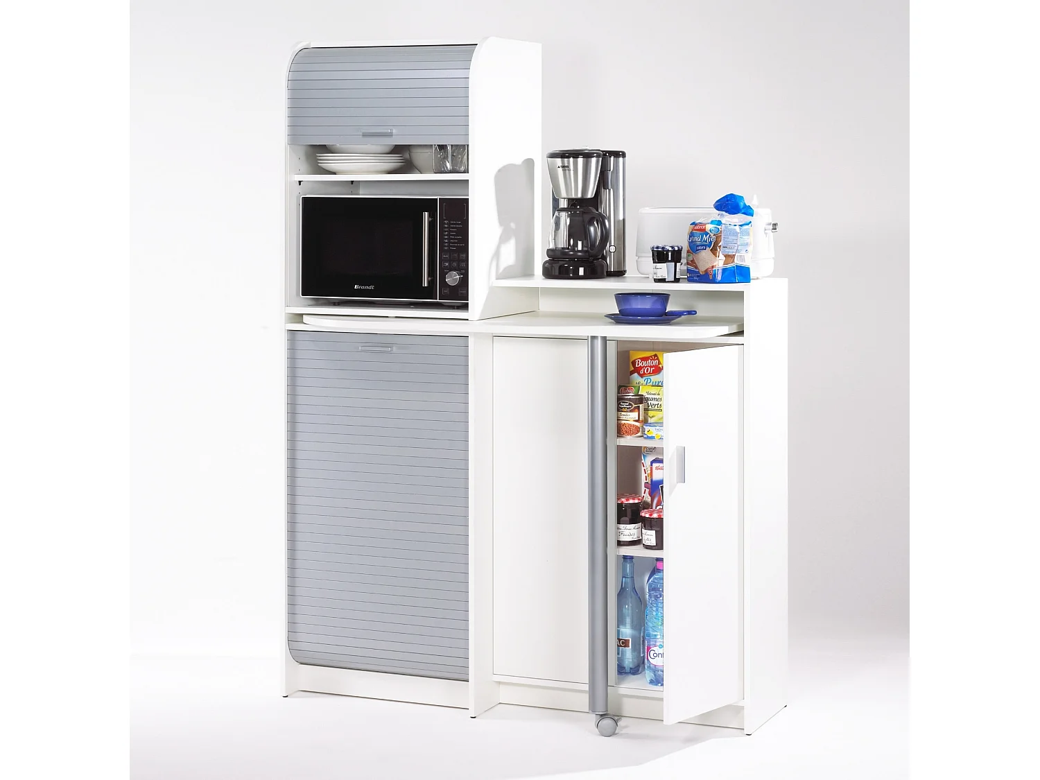 Buffet et table de cuisine pivotante blanc et gris Snack