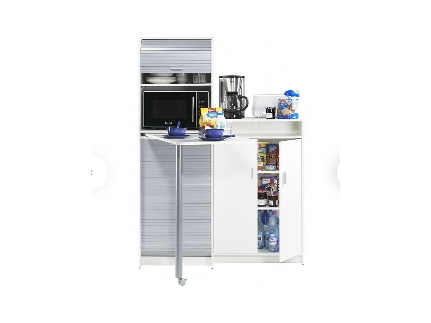 Buffet et table de cuisine pivotante blanc et gris Snack