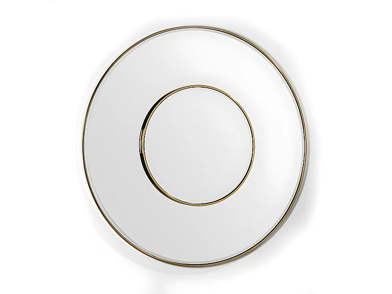 Espejo de pared redondo Alma de cristal y metal dorado