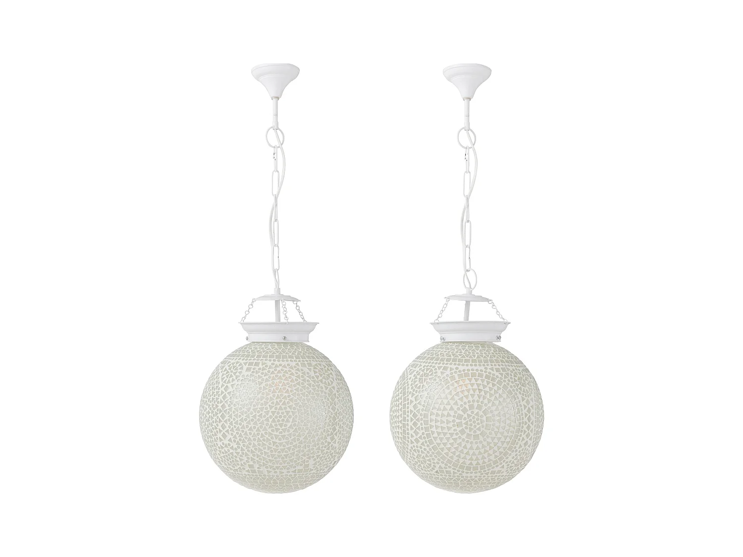 Suspension verre blanc mosaïque Ekio - Lot de 2