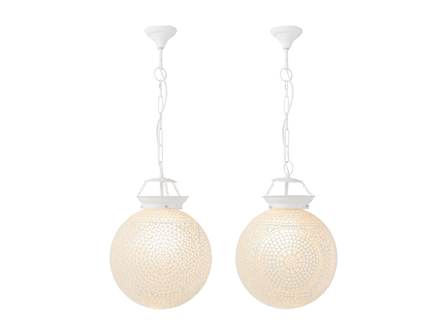 Suspension verre blanc mosaïque Ekio - Lot de 2