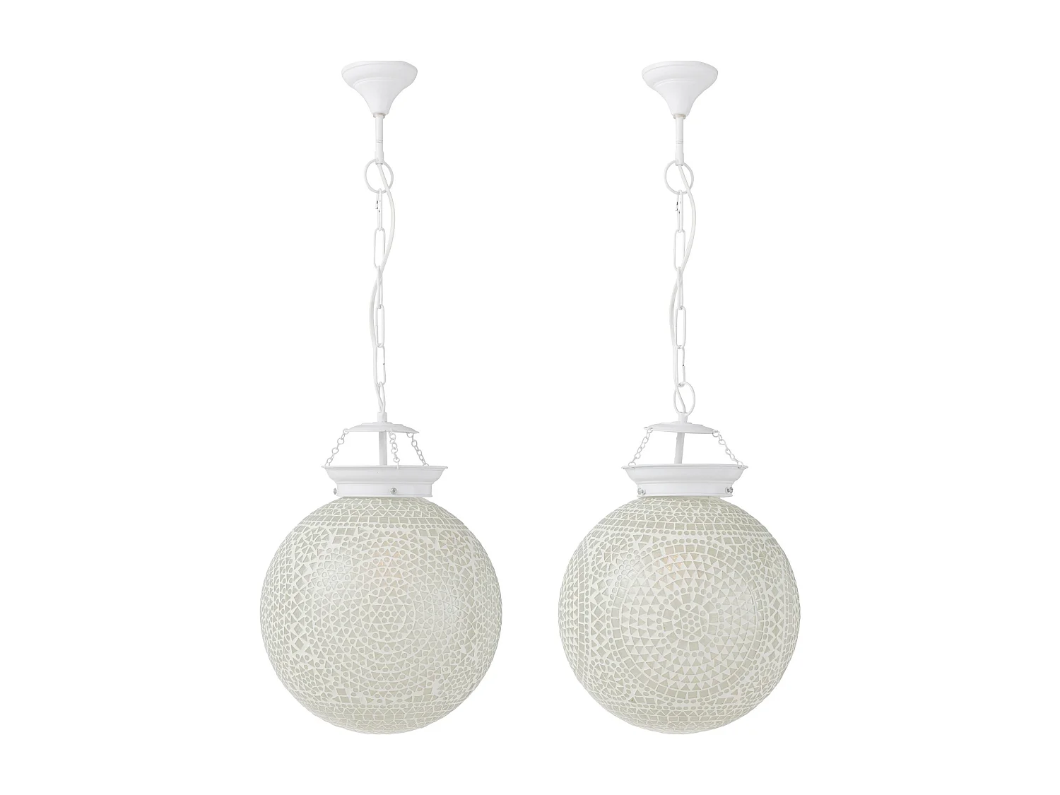 Suspension verre blanc mosaïque Ekio - Lot de 2