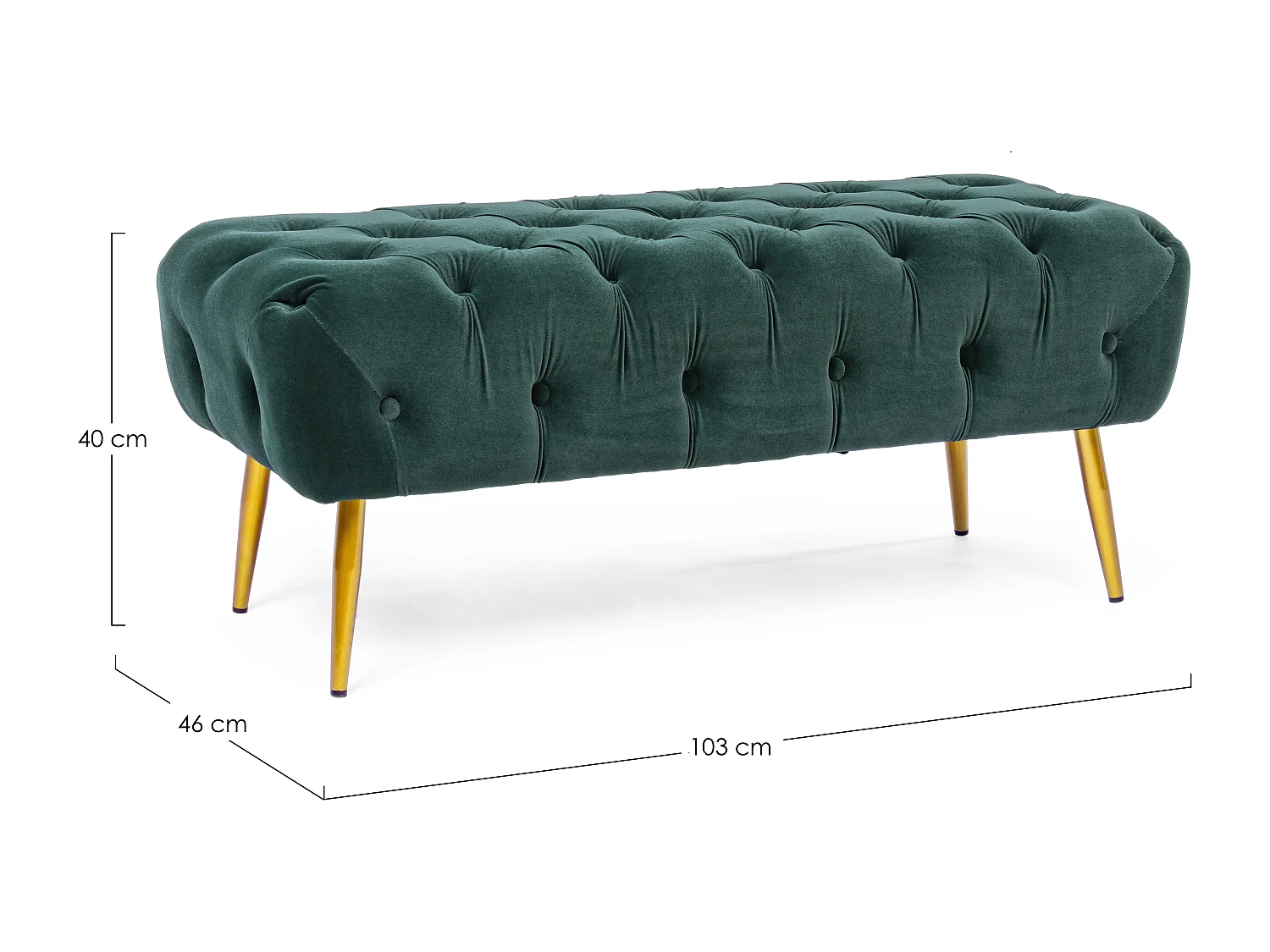 Banc en bois MDF et polyester capitonné vert Acinte L 103cm