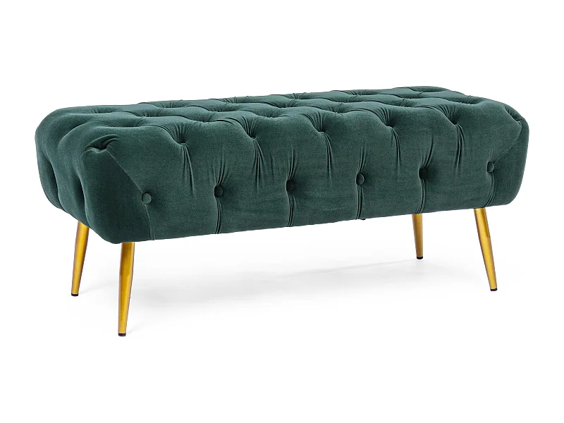 Banc en bois MDF et polyester capitonné vert Acinte L 103cm