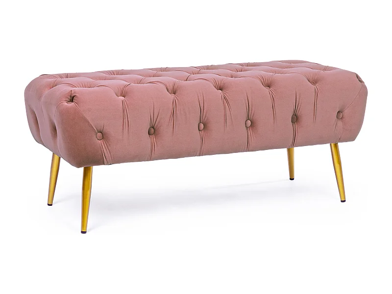 Banc en bois MDF et polyester capitonné rose Acinte L 103cm