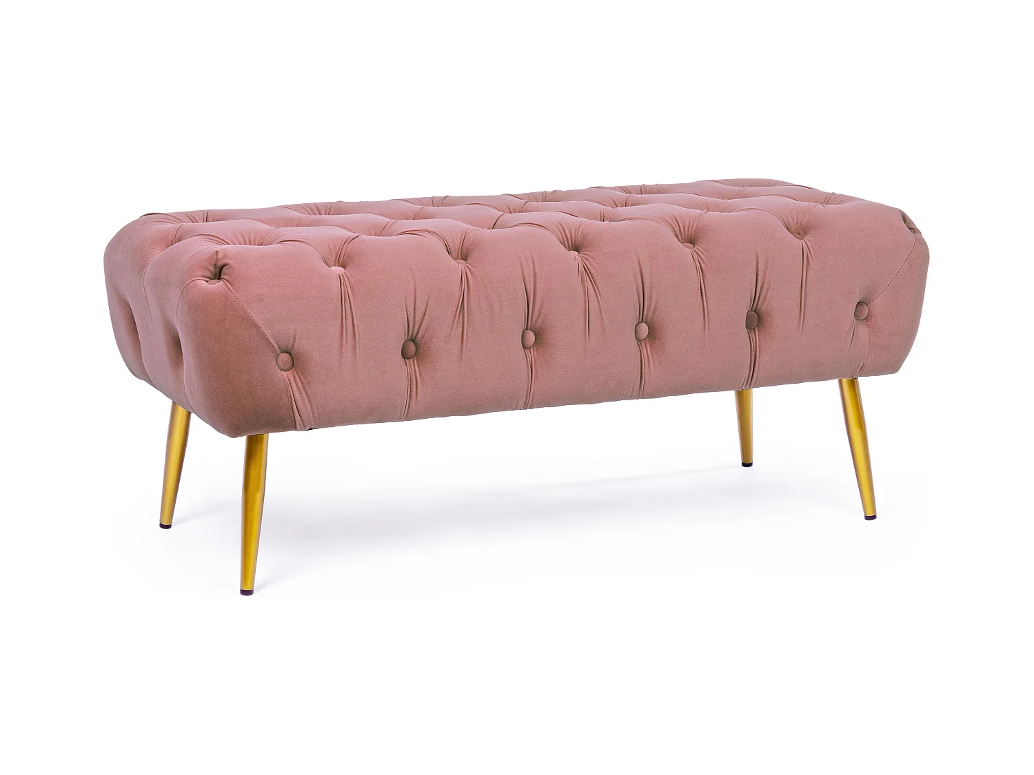 Banc en bois MDF et polyester capitonné rose Acinte L 103cm