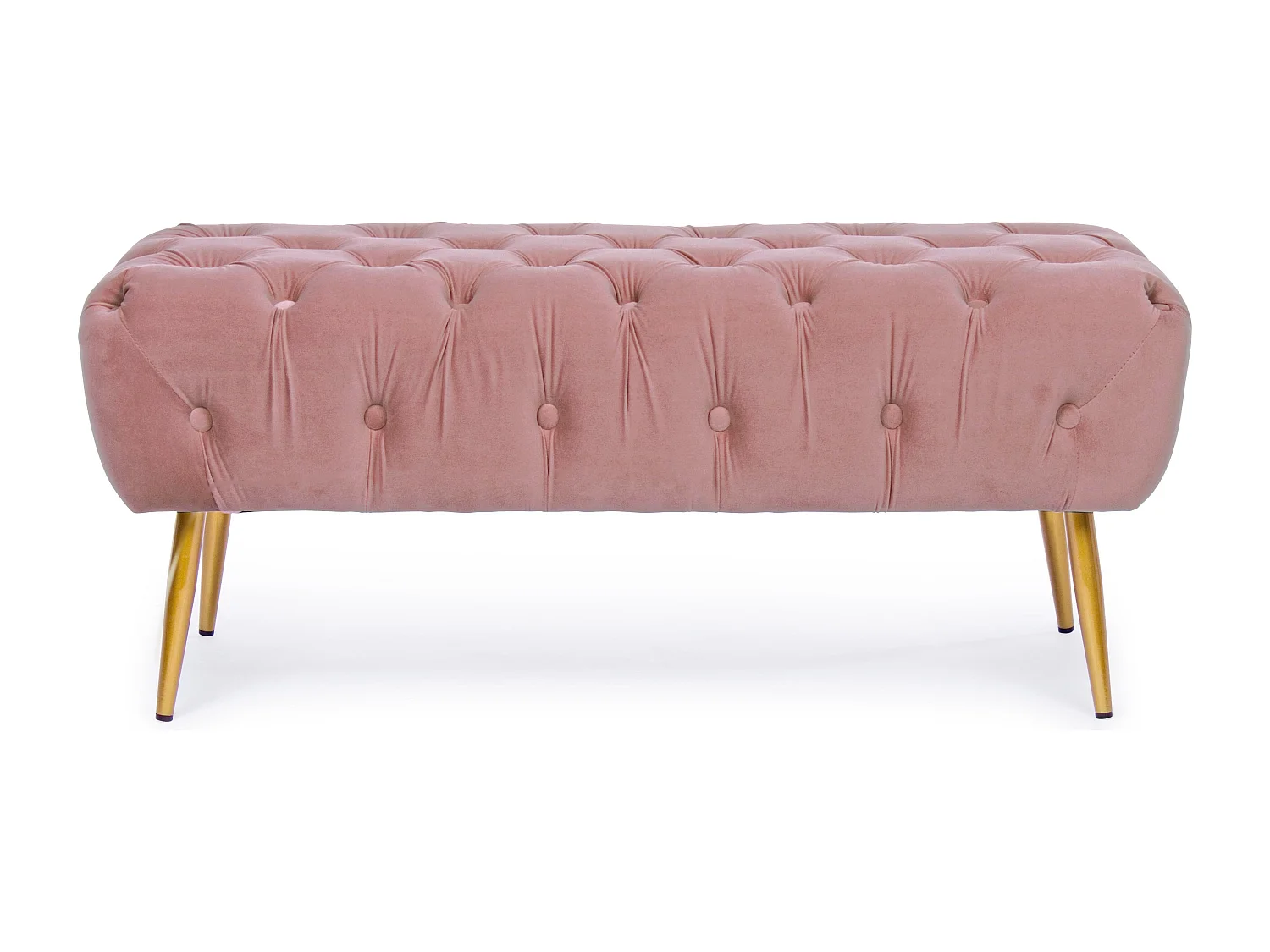 Banc en bois MDF et polyester capitonné rose Acinte L 103cm