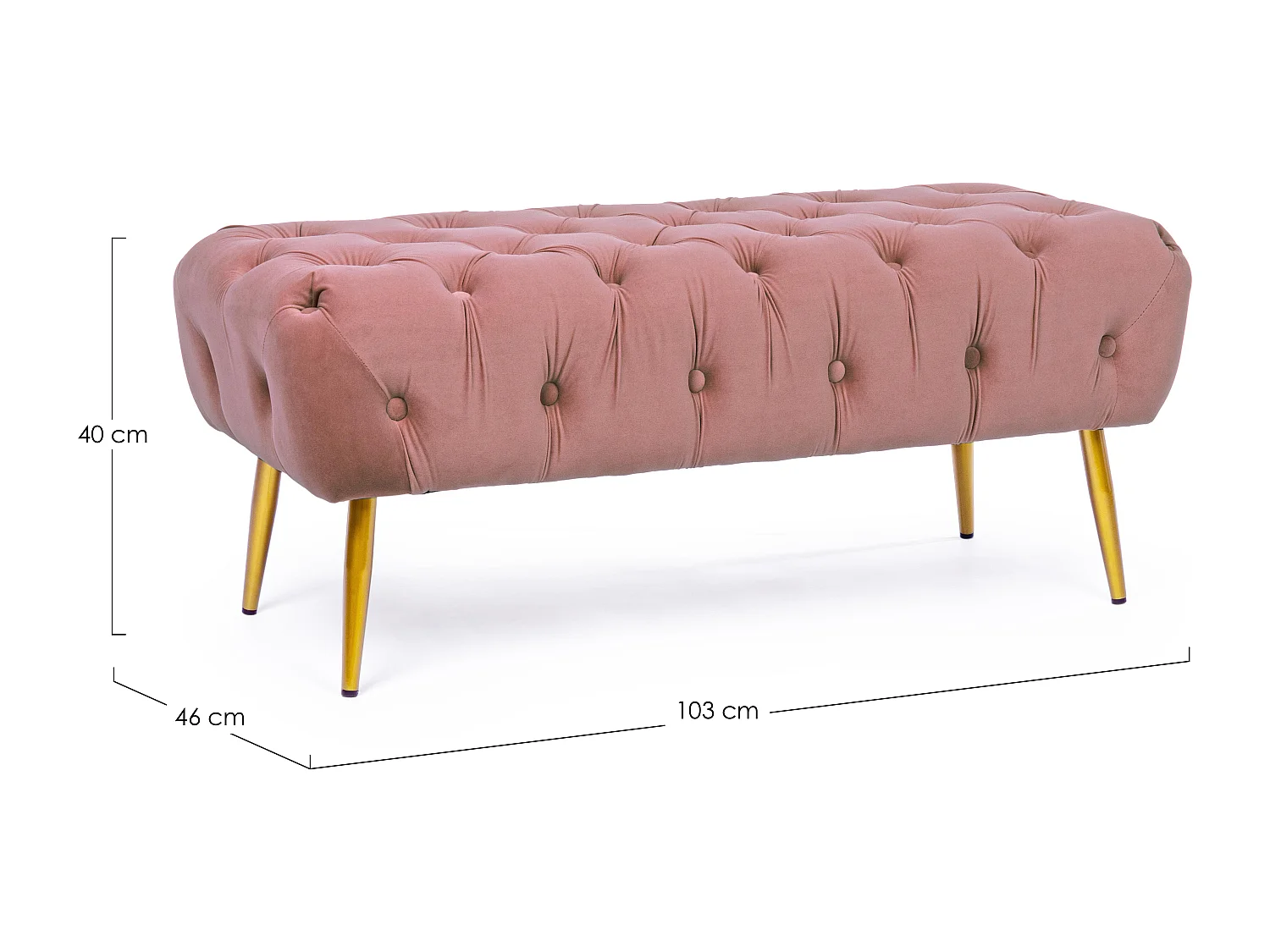 Banc en bois MDF et polyester capitonné rose Acinte L 103cm