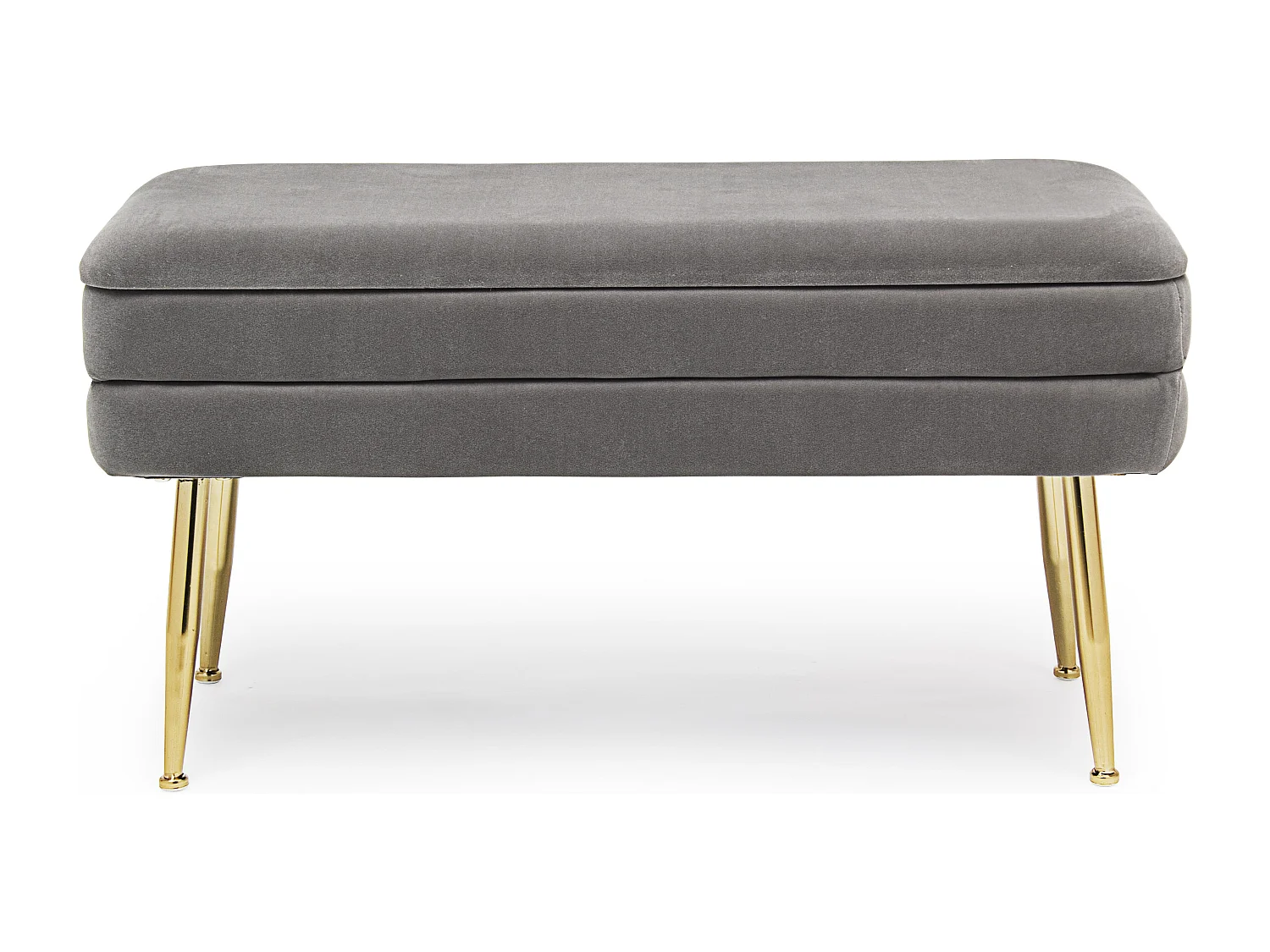 Banc coffre en velours sur pieds acier doré Pakia-Couleur Gris