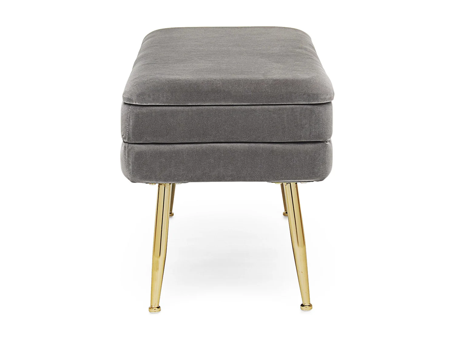 Banc coffre en velours sur pieds acier doré Pakia-Couleur Gris