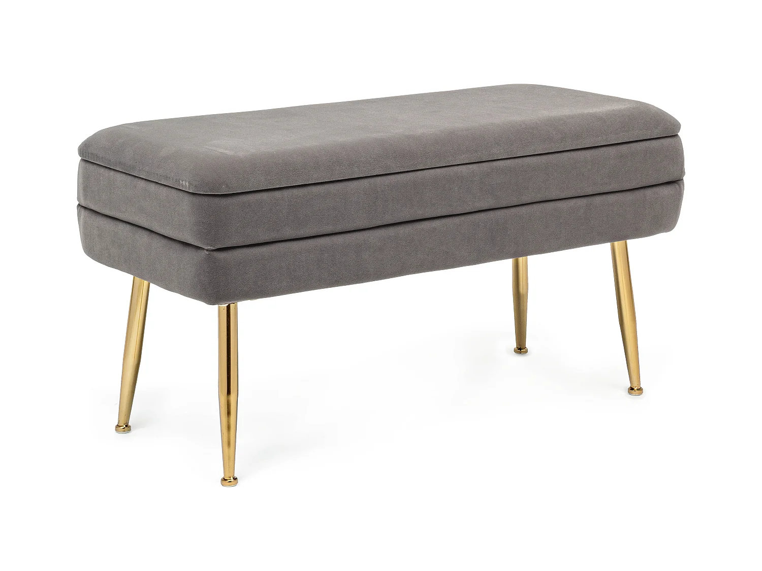 Banc coffre en velours sur pieds acier doré Pakia-Couleur Gris