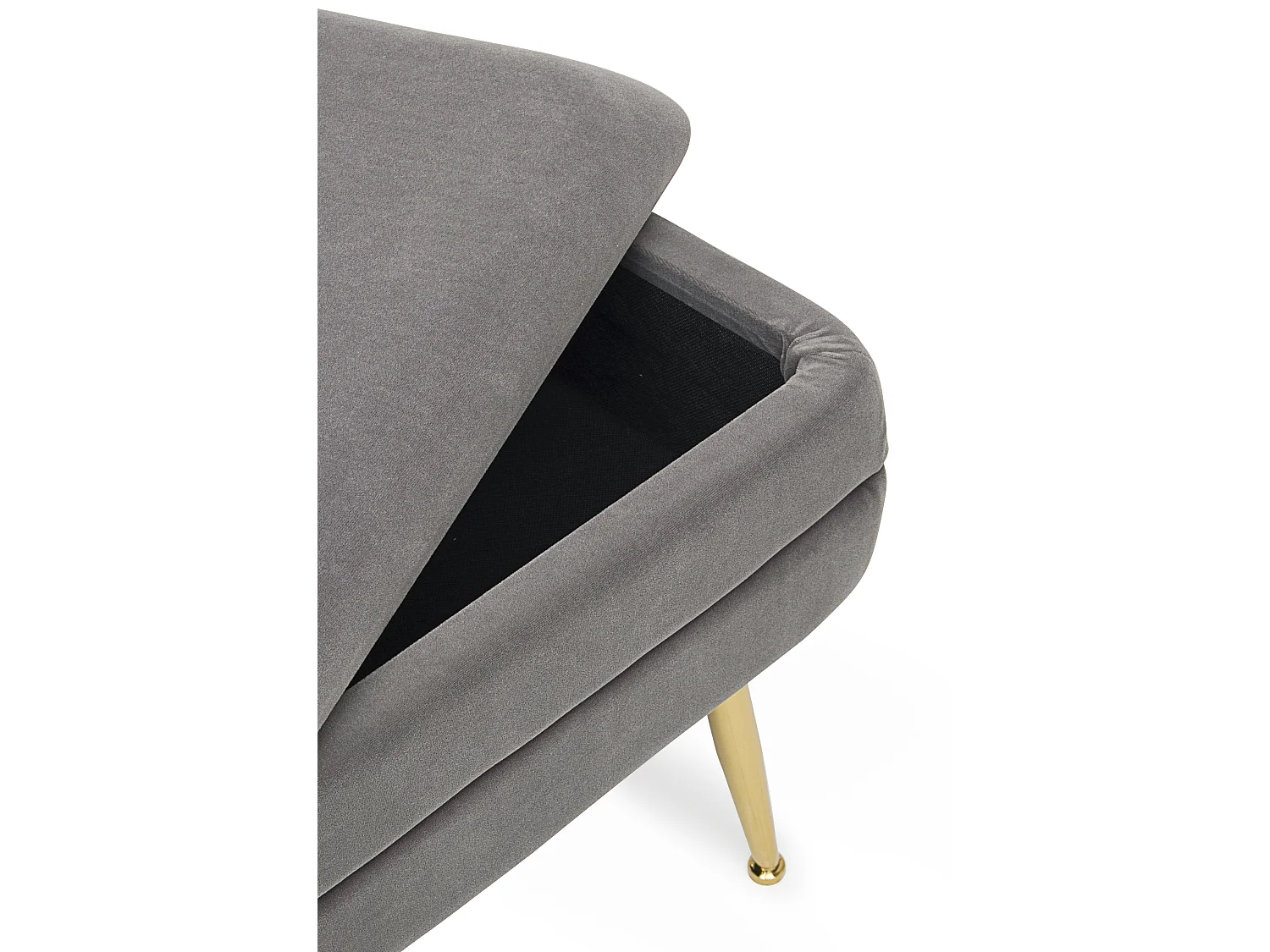 Banc coffre en velours sur pieds acier doré Pakia-Couleur Gris
